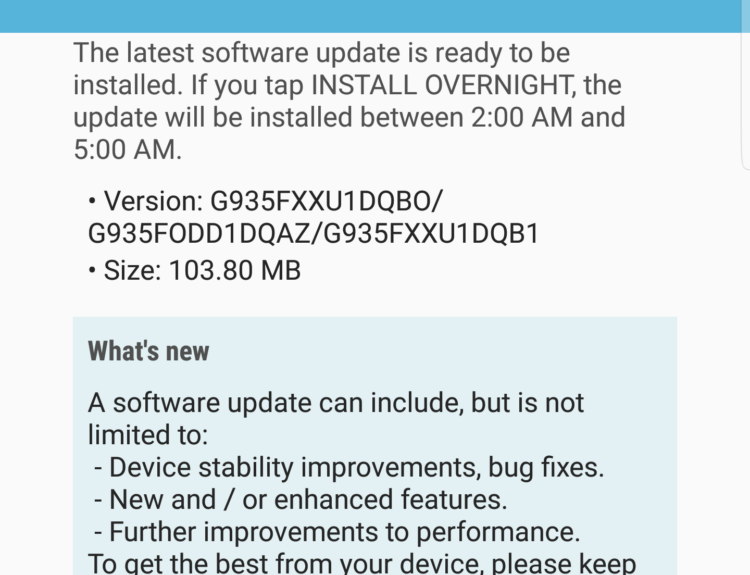 Galaxy S7 Edge February Security patch update