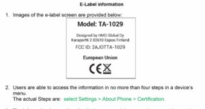 FCC Label of Nokia 2