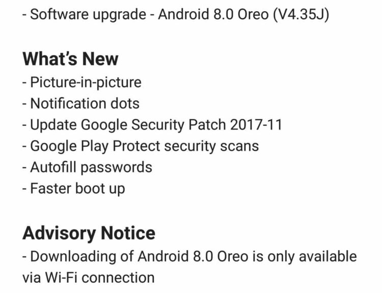 Nokia 8 Android 8.0 Oreo update notification