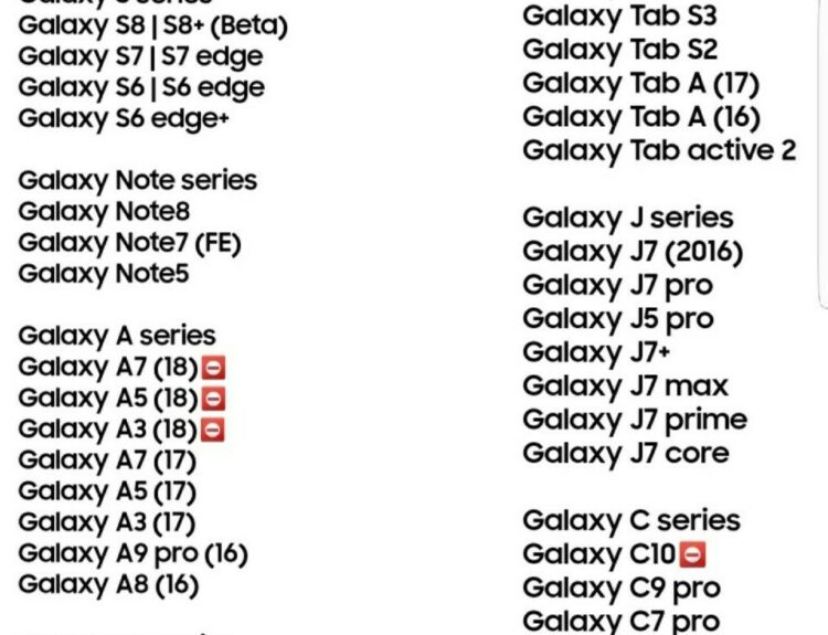 Samsung Galaxy devices to get Android 8.0 Oreo update