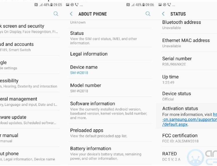 Samsung SM-W2018 FCC