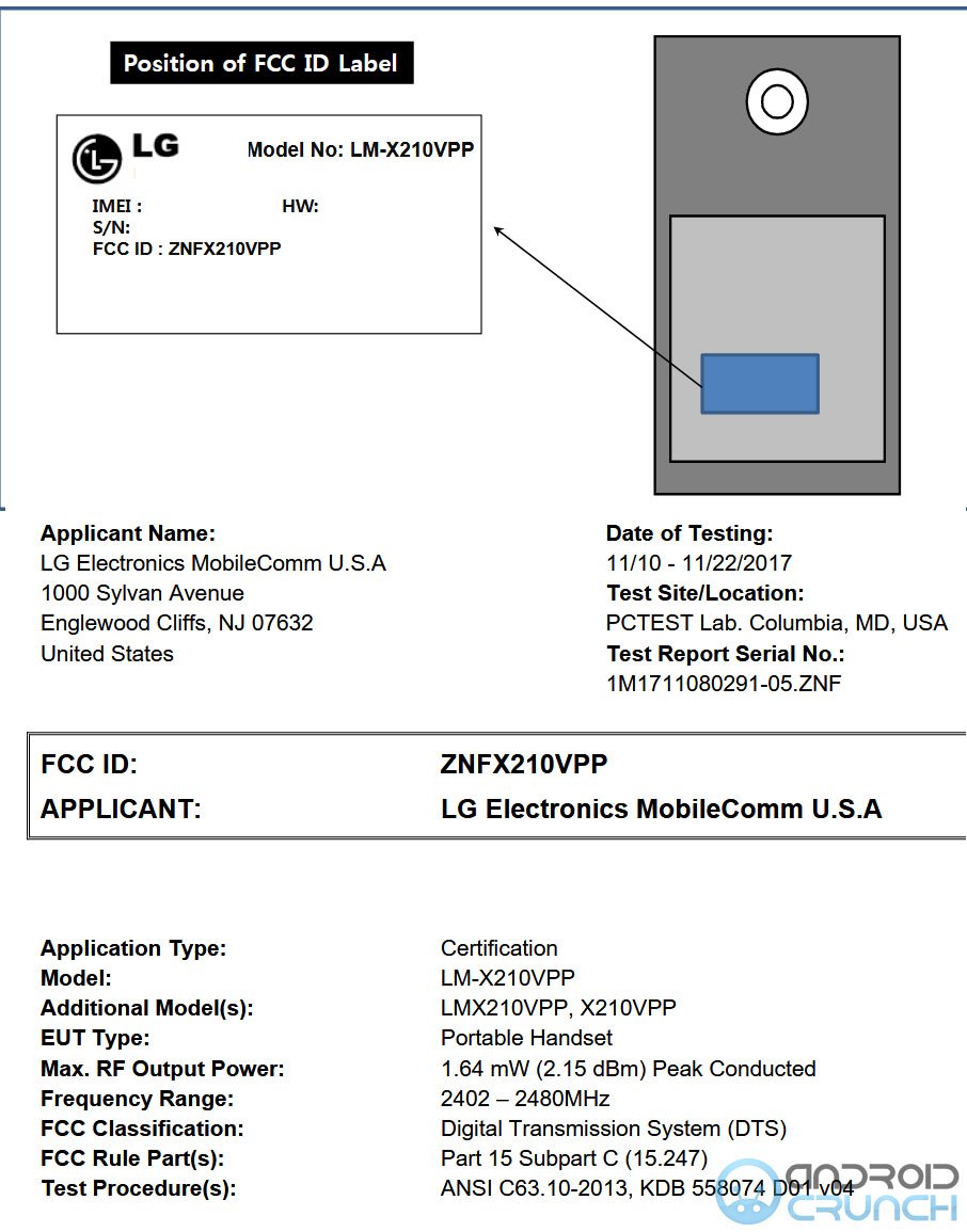 LG LM-X210VPP LG Zone 4 FCC