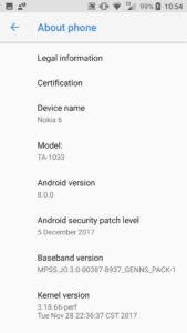 Nokia 6 Android 8.0 Oreo update