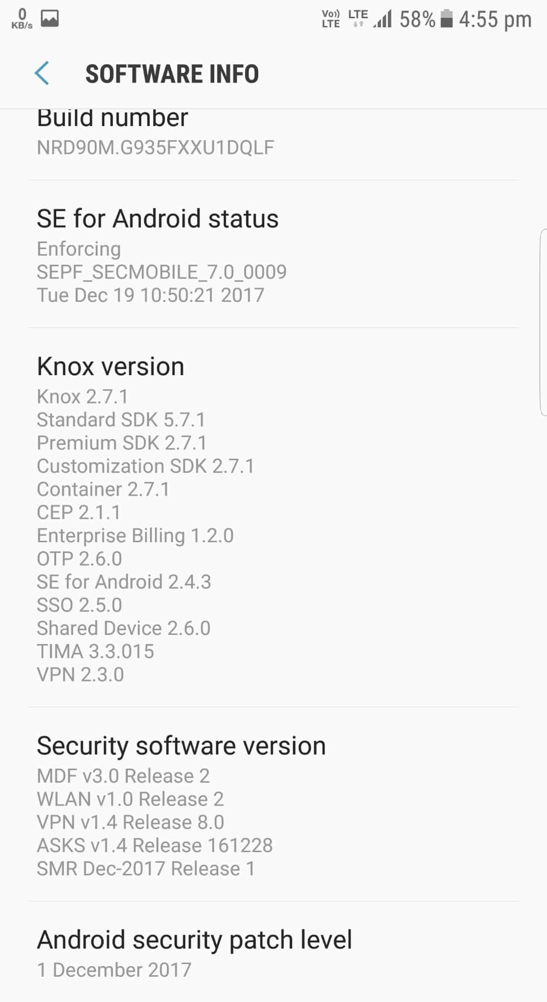 Samsung Galaxy S7 Edge December Security update