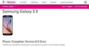 Samsung Galaxy S6 Oreo update