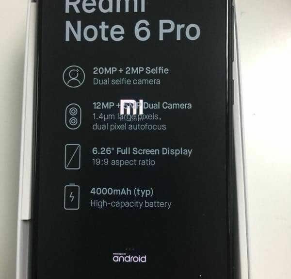 Redmi Note 6 Pro leaked image