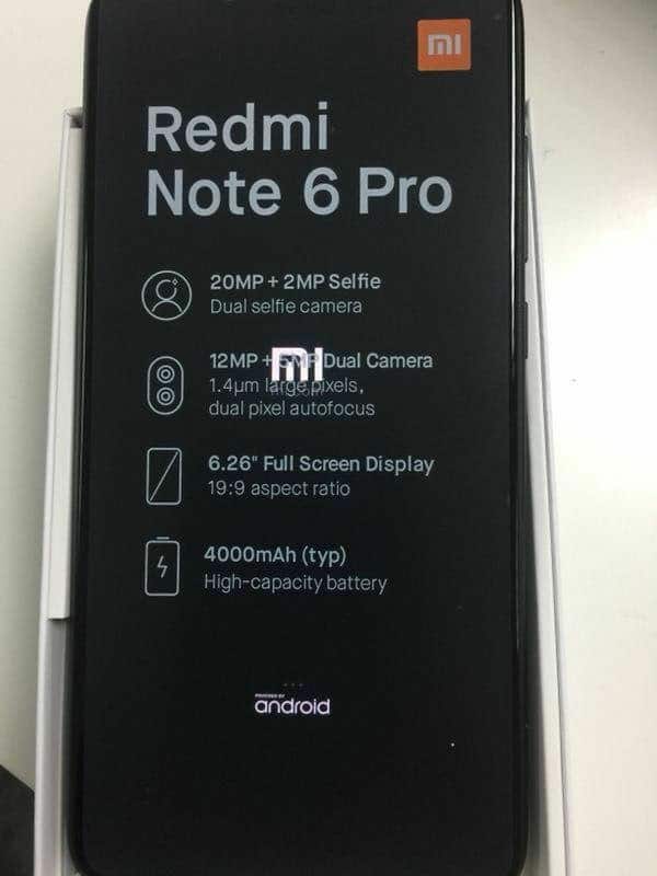 Redmi Note 6 Pro leaked image