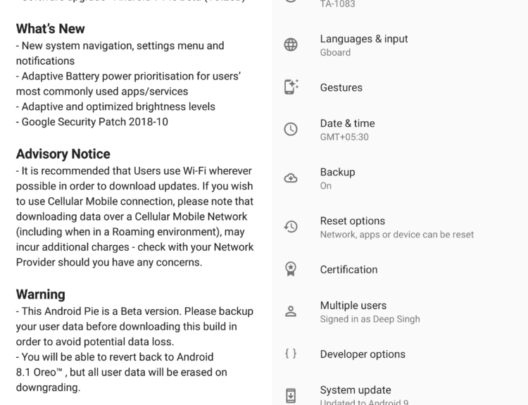 Nokia 6.1 Plus Android 9.0 Pie Beta update